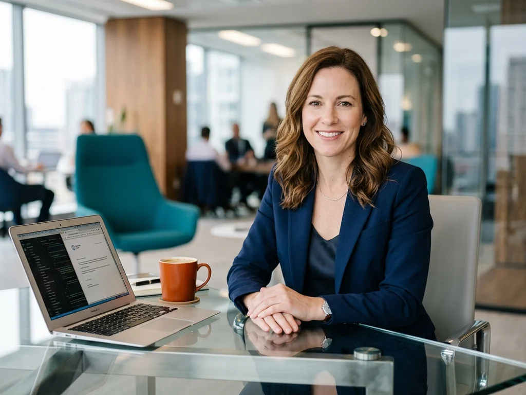 Sophie, responsable marketing à Massy, témoigne de son succès dans un bureau moderne et lumineux.